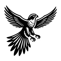 Fototapeta premium Black and white falcon in flight.