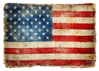 A faded American flag, macro-photographed, commands attention in this patriotic presentation slide against a stark white background.