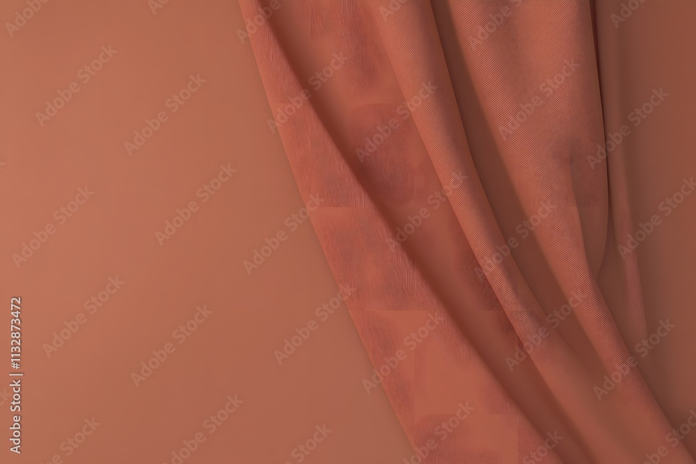 Poster mocha mousse colour curtain drape with soft folds creating elegant background texture. natural fabri