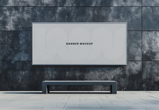 Outdoor Wall Banner Mockup With Generative AI