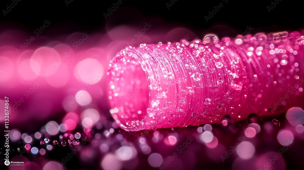 Aufkleber pink abstract: a mesmerizing abstract image of a pink, textured object with a bokeh background. the 