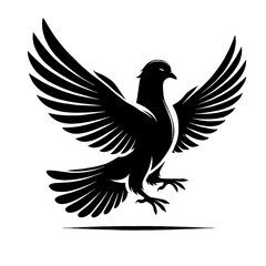 Obraz premium Black silhouette of a pigeon in flight.