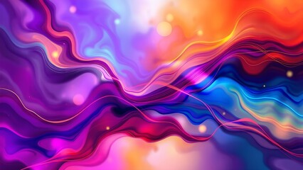 Obraz premium Radiant glowing trails and abstract vibrant colors blending into fluid ink patterns, with a surreal background and dreamy soft-focus lighting