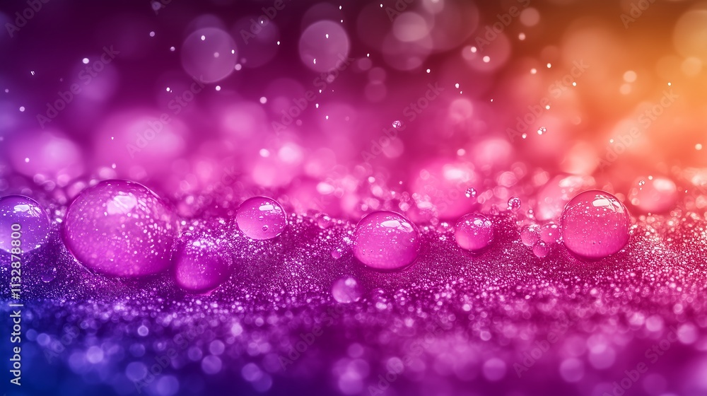 Poster abstract dreamy bubbles: a vibrant, artistic image of iridescent bubbles floating on a shimmering su