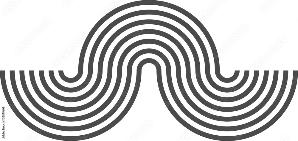 Poster abstract shape with line pattern. retro geometric waves. organic graphic element and curved modern f