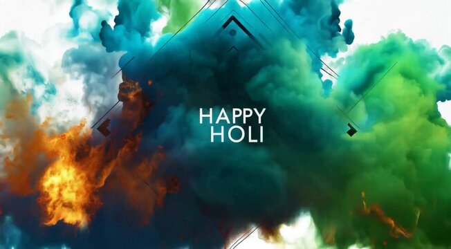 animation of color powder explosion on black background. 