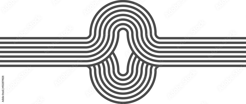 Poster abstract shape with line pattern. retro geometric waves. organic graphic element and curved modern f