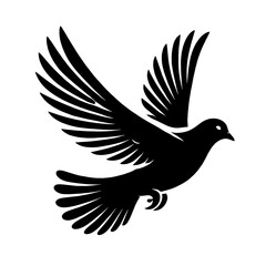 Obraz premium Black silhouette of a dove in flight.