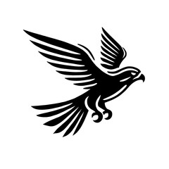 Obraz premium Stylized black falcon in flight.