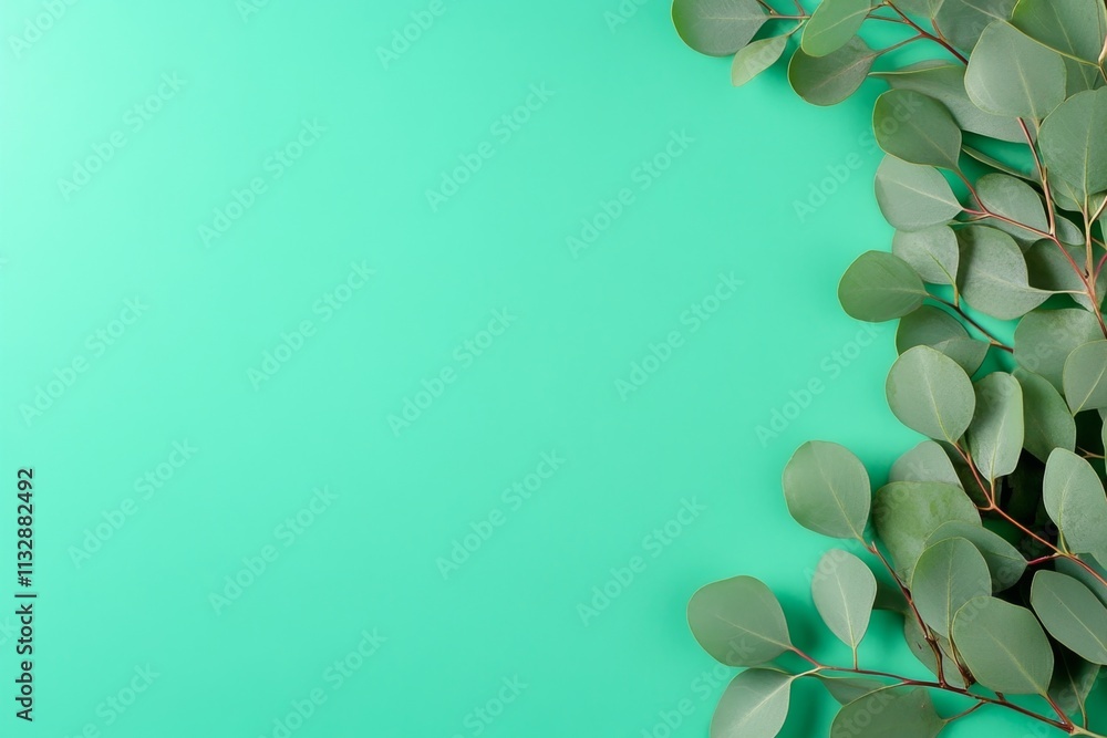 Poster A clean and modern design of overlapping eucalyptus leaves with subtle textures and gradients