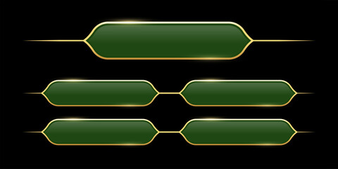 Quiz template. Trivia game layout. Question and answer green frames with golden border for TV show or social media. Multiple choice test. Vector illustration isolated on black background
