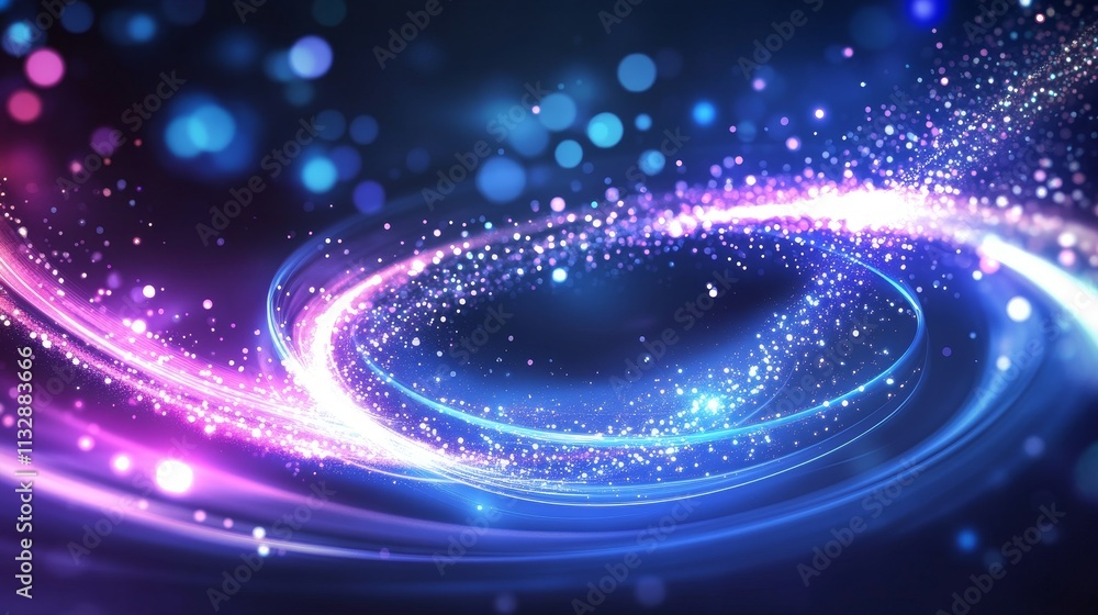 Poster a vibrant swirl of colorful light and sparkles creating a dynamic, abstract background.