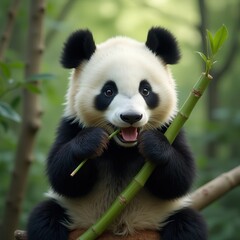 Obraz premium Panda Eating Bamboo