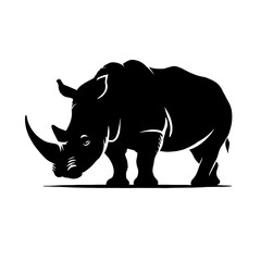 Obraz premium Black silhouette of a rhinoceros.