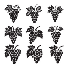 Bunch of grapes with leaf flat vector icon for food apps and websites © firoz