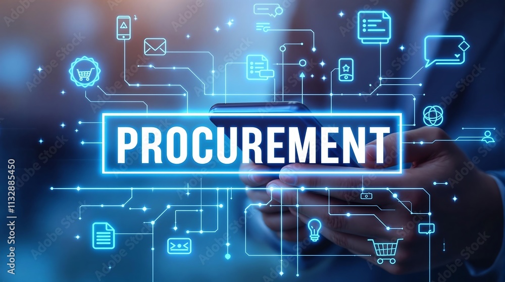 Aufkleber digital transformation in supply chain management showcasing procurement process icons and data-driv