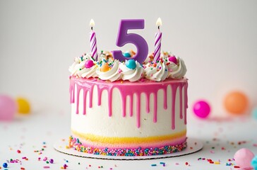 5 year birthday cake with candles