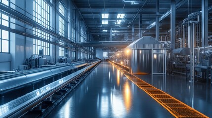 Obraz premium Industrial Warehouse Interior with Modern Machinery