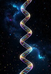 Obraz premium Glowing double helix DNA model gene in space science medical background
