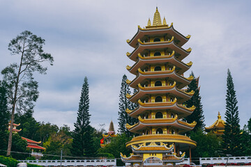 
pagodas on Cam Mountain, An Giang province, Vietnam