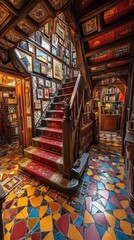 Obraz premium Ornate Staircase in a Picturesque and Colorful Home