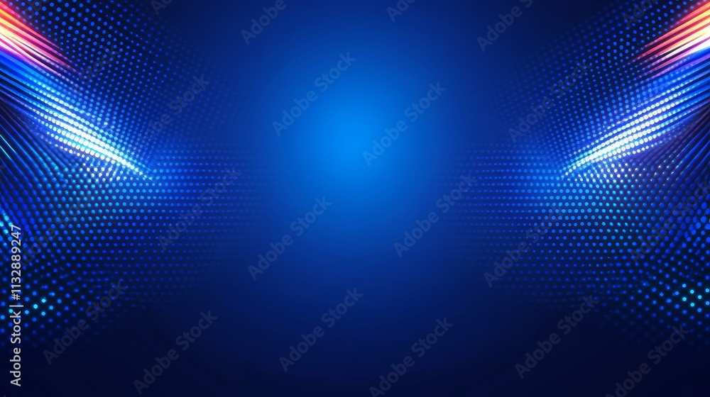 Poster abstract blue background with light effects and dotted patterns for graphic design use.