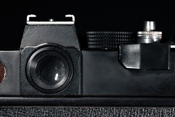 Dusty viewfinder of a vintage film camera