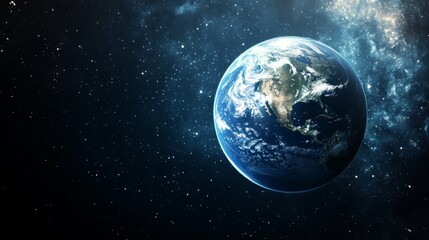 Obraz premium A view of Earth from space, showcasing its beauty amidst a starry background.