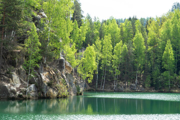 Adrspach lake in the Adrspach-Teplice Rocks Nature Reserve, Czech Republic
