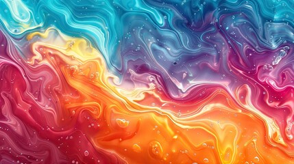 Colorful abstract swirling patterns created through fluid design techniques in a vibrant composition