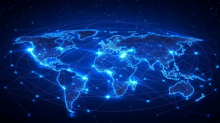 Fototapeta premium Worldwide Business Network with Digital Globe