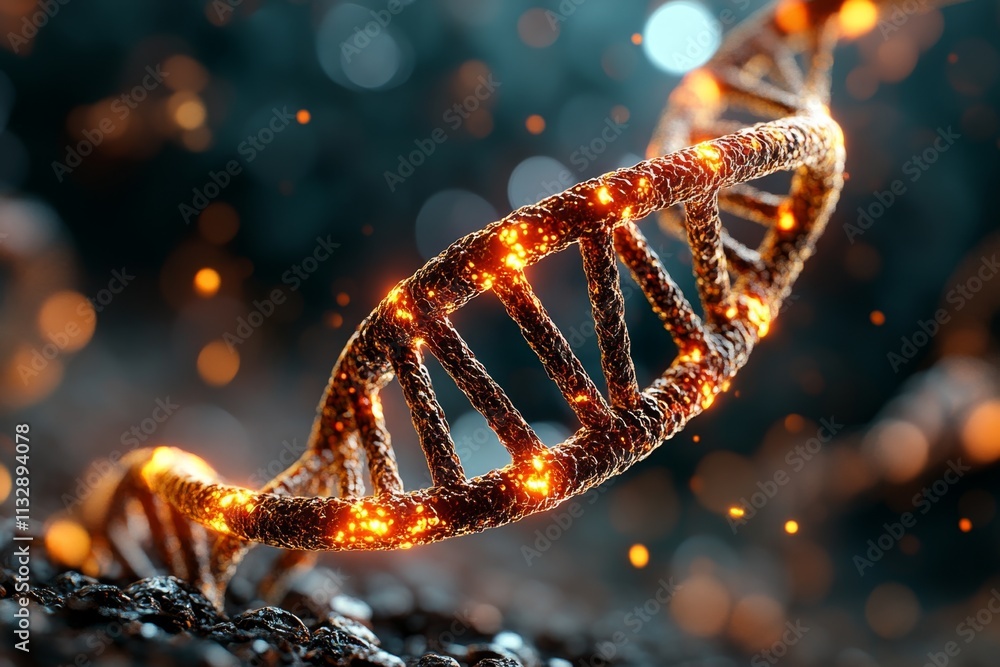 Poster A modern laboratory with scientists examining 3D holograms of DNA strands evolving over time