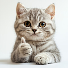 Obraz premium Playful American Short Hair Cat Giving Thumbs Up – Fun and Whimsical Clipart Collection