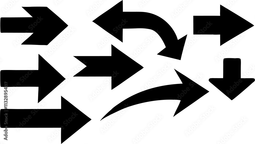 Poster flat style curved arrow icon collection isolated. different kinds of arrow symbol indicator. for you