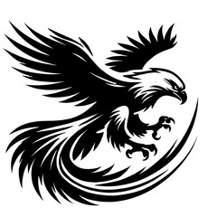 Obraz premium Stylized black eagle in flight.