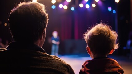Parents Watching Child Perform on Stage with Pride and Joy
