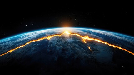 Fototapeta premium Tectonic Rift Glowing Bright from Space
