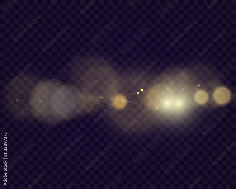 Aufkleber bokeh background with soft golden light orbs on a transparent grid, ideal for overlays and graphic d