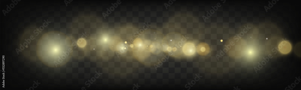 Aufkleber bokeh background with soft golden light orbs on a transparent grid, ideal for overlays and graphic d