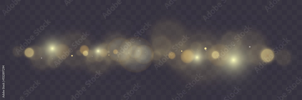 Poster bokeh background with soft golden light orbs on a transparent grid, ideal for overlays and graphic d