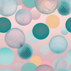 Abstract Wireframe Spheres with Soft Pastel Hues