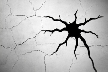 A shadowy tendril creeping along a wall towards an unsuspecting victim, with malevolent energy emanating from the shadows