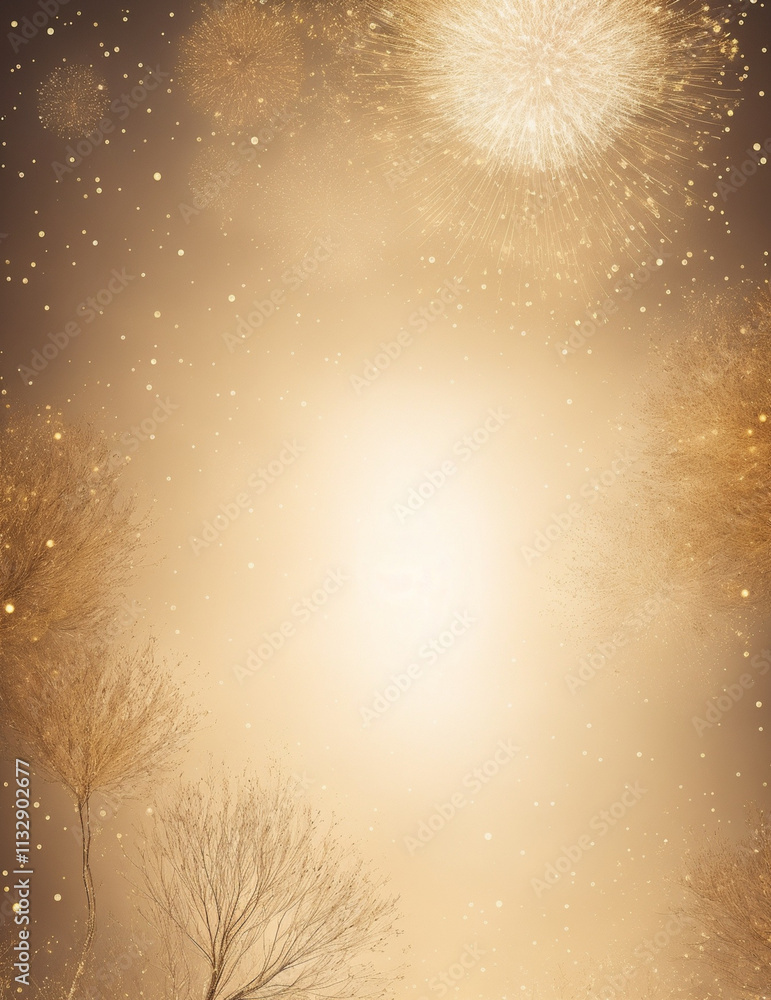 Wall mural background with stars - abstract light golden background - generative ai
