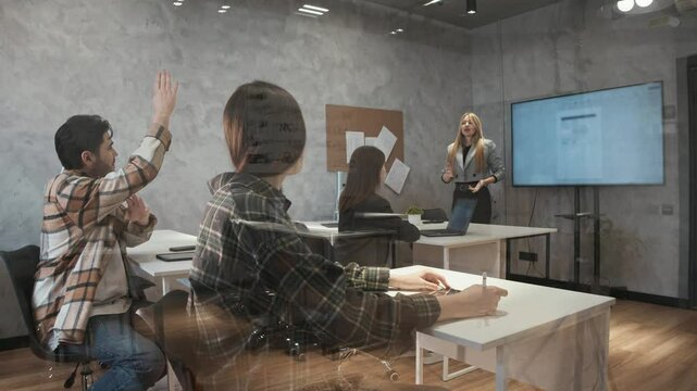 From behind glass, you can observe how learning process unfolds in modern educational institution offering multidisciplinary training.
