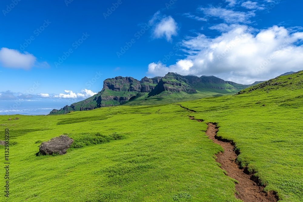 Poster a stylized outline of the simien mountains, with simple curves and muted earthy tones representing e