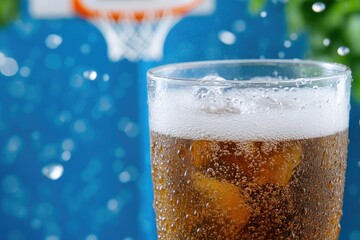 Refreshing soda bubbles in a glass cup