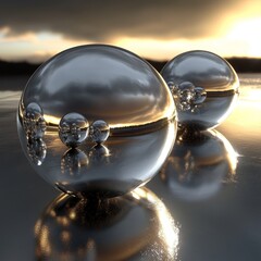 Obraz premium Reflective Spheres at Sunset