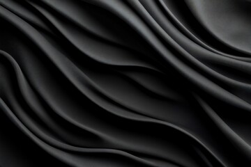 Fototapeta premium Smooth black fabric with elegant folds and waves.