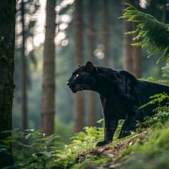 view of black panther in the wild