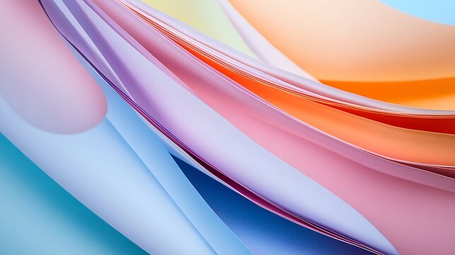 Close-up of a stack of multicolored office folders, highlighting their practicality and soft tones on a bright white backdrop 